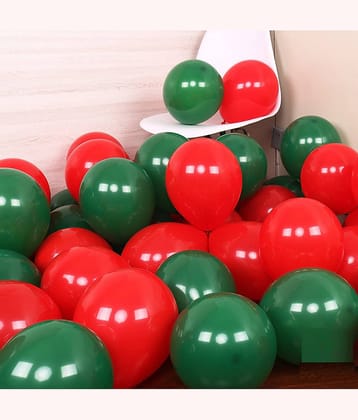Kiran Enterprises 100 Metallic Balloon ( Red, Green )