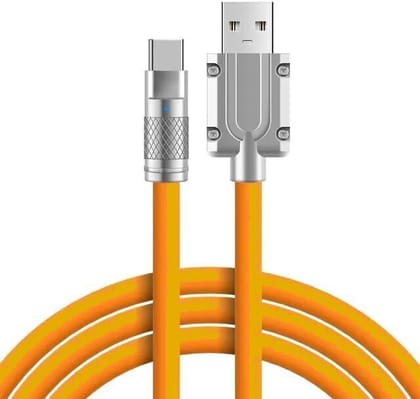 Ovista USB Type C Cable 7 A 1 M Unbreakable 120W Fast Charging 3M Braided  (Compatible with All Smartphone Support 120W or Other Smartphone and Data Transfer Used Too, Yellow, One Cable)