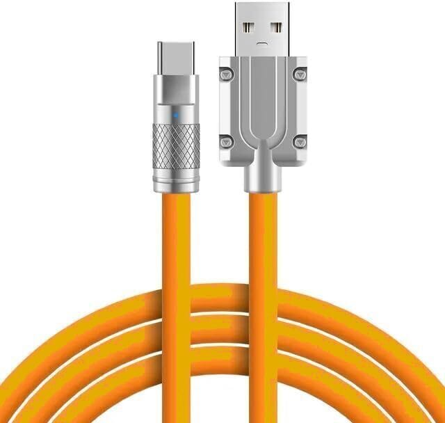 Ovista USB Type C Cable 7 A 1 M Unbreakable 120W Fast Charging 3M Braided  (Compatible with All Smartphone Support 120W or Other Smartphone and Data Transfer Used Too, Yellow, One Cable)