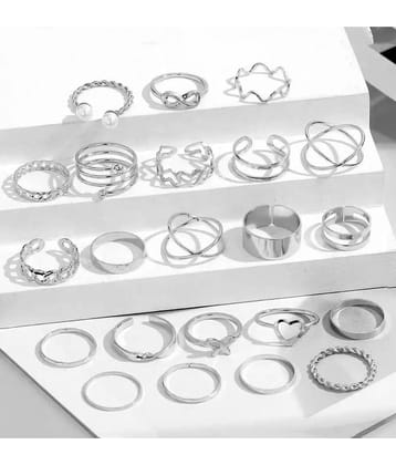 YOUBELLA Silver Rings ( Pack of 20 )