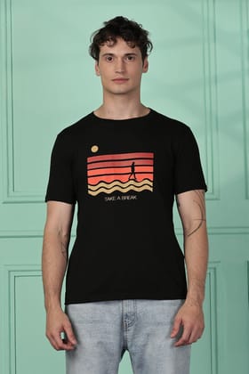 Cotton Black Graphic T-Shirt