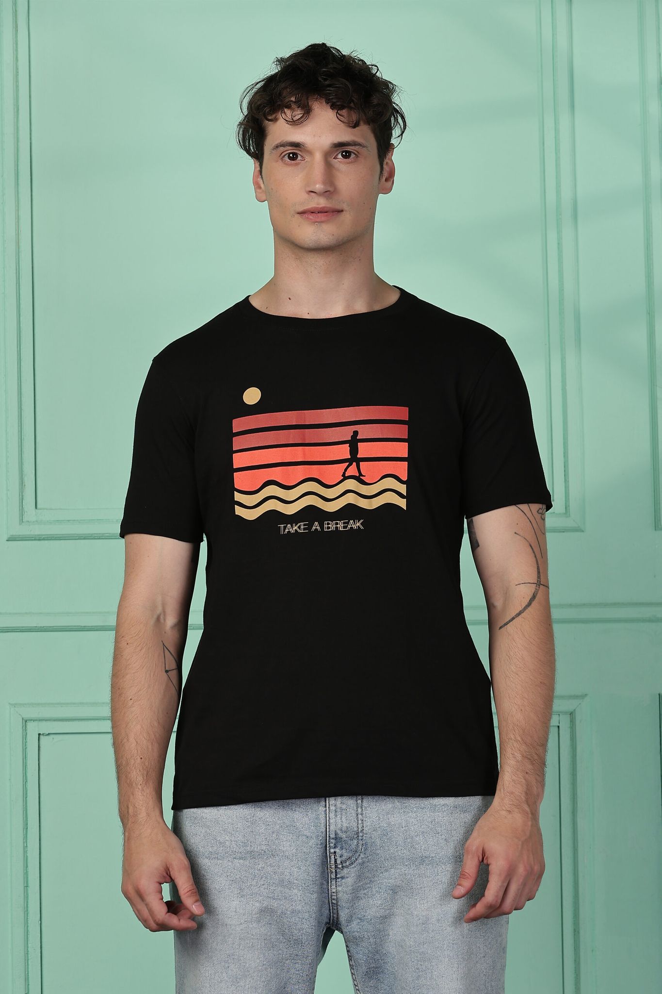 Cotton Black Graphic T-Shirt