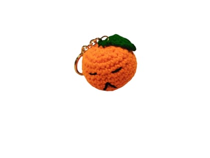 Handmade Crochet Orange Keychain - Cute Yarn Accessory