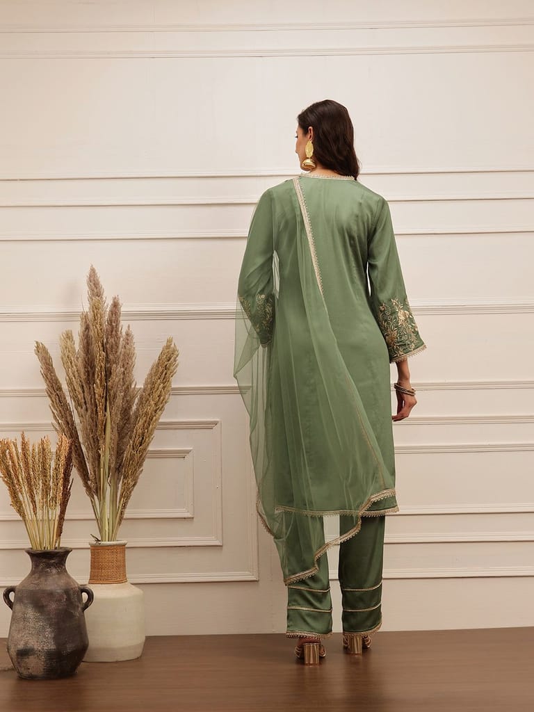 Olive Luxe Embroidered Kurta Set