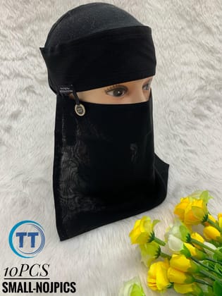 Single Patti short niqab with round shaped Broche.