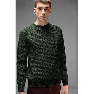 Fashlook Solid Green Full Sleeve Sweaters For Mens