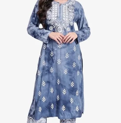 Lucknowi Chikankari Embroidered Rayon Tie-Dyed Grey short Kurti Lucknowi Chikankari Embroidered Rayon Tie-Dyed Grey short Kurti