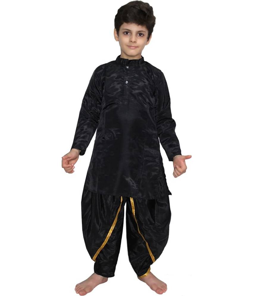 Kaku Fancy Dresses Ethnic Wear Black Dhoti Kurta Costume -Black, 10-12 Years, For Boys