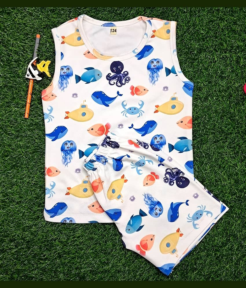 s muktar garments Pack of 1 Unisex Cotton Blend T-Shirt & Shorts Set ( Multicolor )