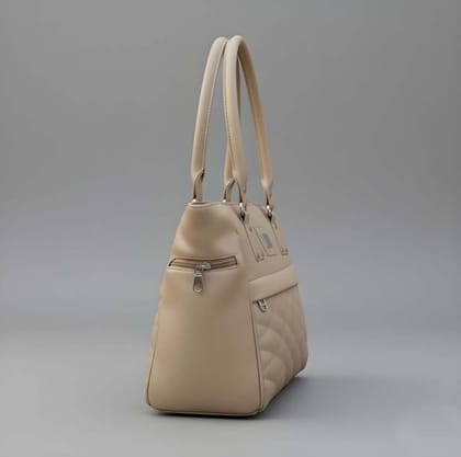 DARSHANS Women's PU Leather Solid Shoulder Zipper Handbag (Beige)-PID65125 DARSHANS Women's PU Leather Solid Shoulder Zipper Handbag (Beige)-PID65125