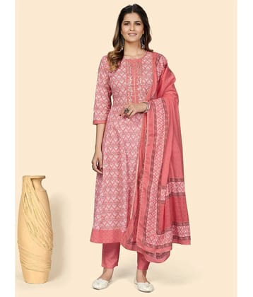 Vbuyz - Peach Cotton Womens Anarkali Kurti ( Pack of 1 ) - None