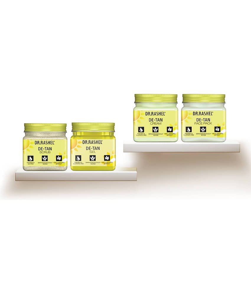 Dr.Rashel De-Tan Facial Kit(Scrub, Gel,Face Pack,Cream),Full Tan Removal Care,For All Skin Type,45 Ml (Pack of 4)