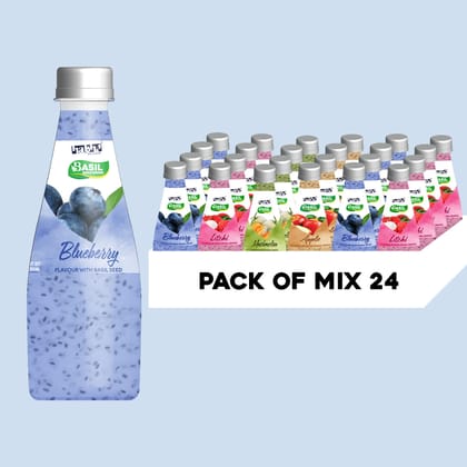 Habhit Basil Seeds Mix Assorted Flavors Juices, 300 ml - Pack of 24