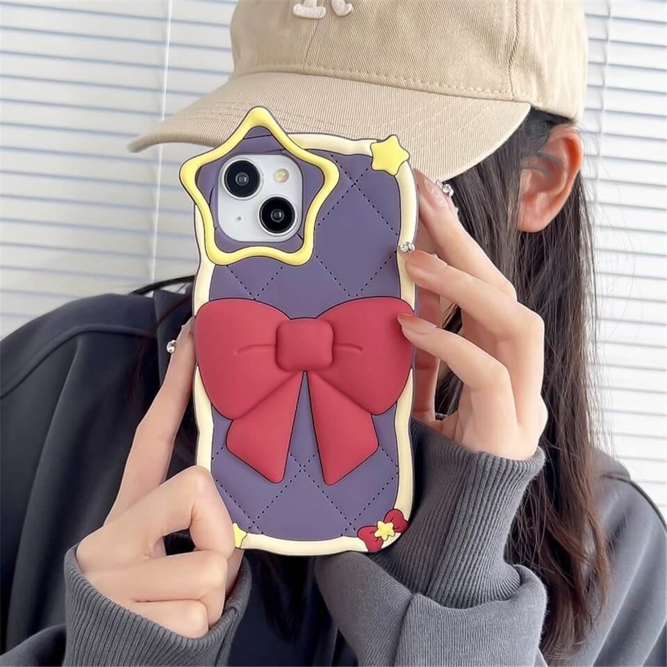 3D Bow Star Magic Wand Rubber Silicone Case-iPhone 13 Pro