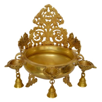 Brass Decorative Flower Urli - Gold Finish Metal Bowl, Diameter : 10 Inch (BSMAS1145 A)