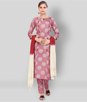 Madhuram Textiles - Pink Cotton Women's Straight Kurti ( Pack of 1 )