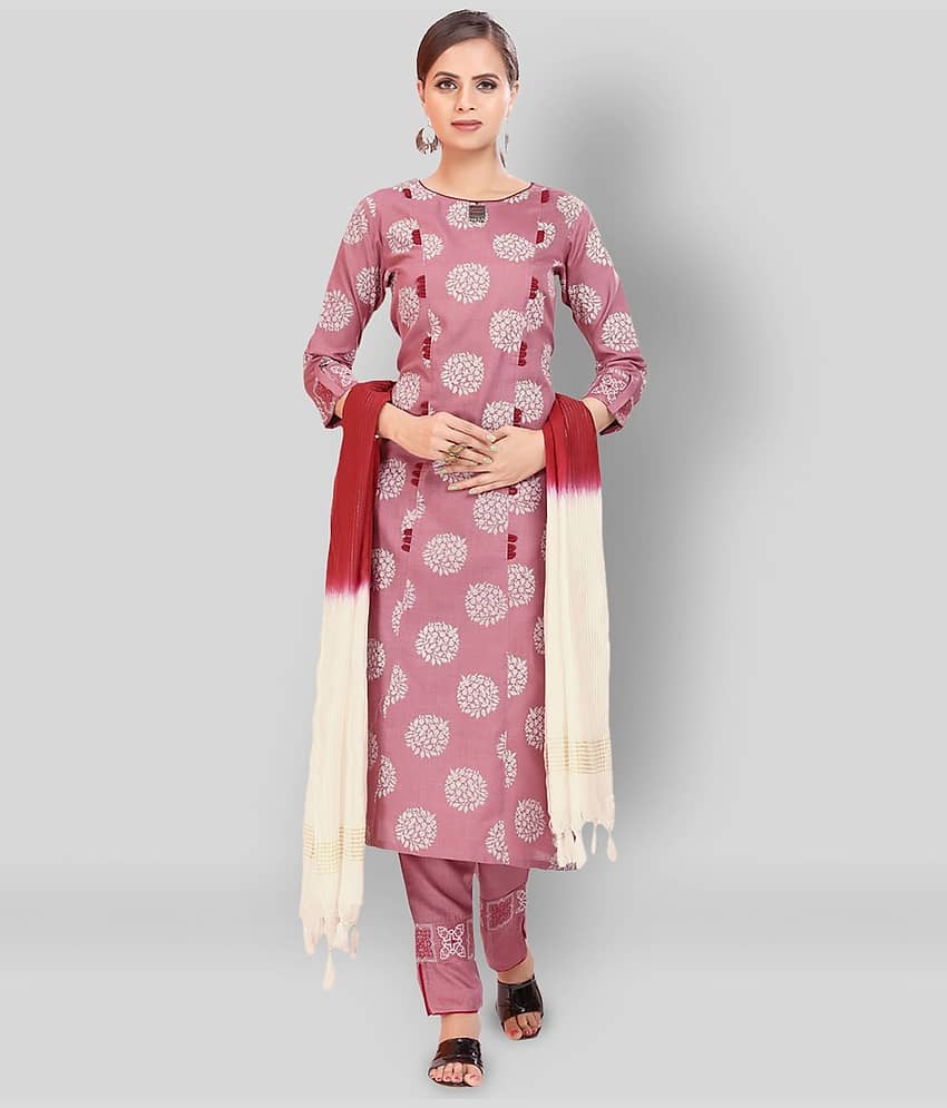 Madhuram Textiles - Pink Cotton Women's Straight Kurti ( Pack of 1 )