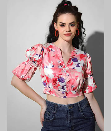 The Dry State Women's Satin Crop Top ( Pink )