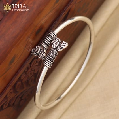 925 sterling silver butterfly design stylish kada bangle bracelet tribal jewelry nsk875-2-6 OR 2.375"inches