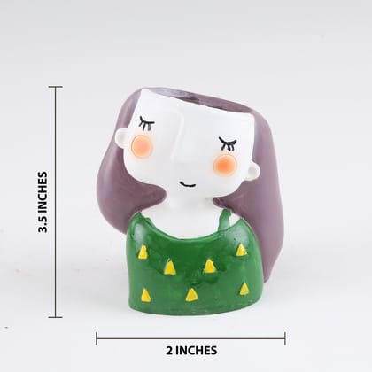 Green Resin Girl Pot