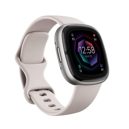Fitbit Sense 2 Health & Fitness Smartwatch with 1.5 inch AMOLED Screen, Fitness & Outdoor (Lunar White/Platinum Aluminium)