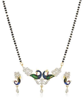 Darshini Designs Traditional Peacock Inspired Mangalsutra set For Women With 18 inches short chain And  With Matching Earrings For Women