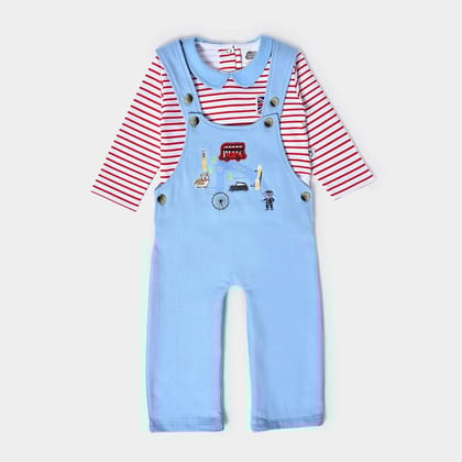 Misty Clear Sky Brushed Fleece Dungaree Set-0 M / Sky Blue