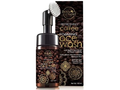 Body Cupid Refreshing Coffee Foaming Face Wash With Brush - 100ml