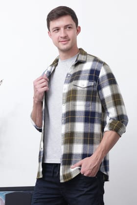Audrey - Brushed Check Shirt - Green-S-38 / GREEN
