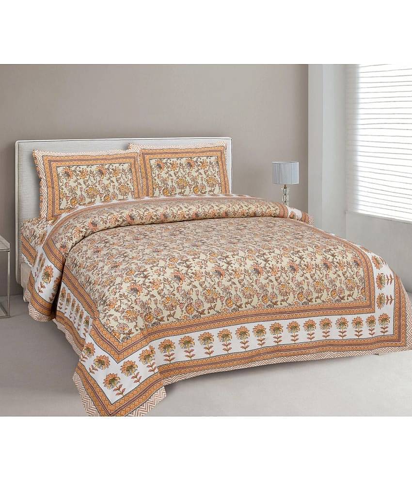 Uniqchoice - Blue Cotton Double Bedsheet with 2 Pillow Covers