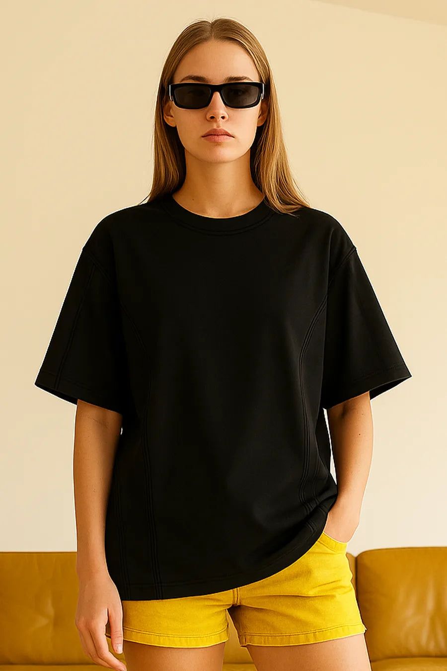 Black Oversized T-shirt-XS
