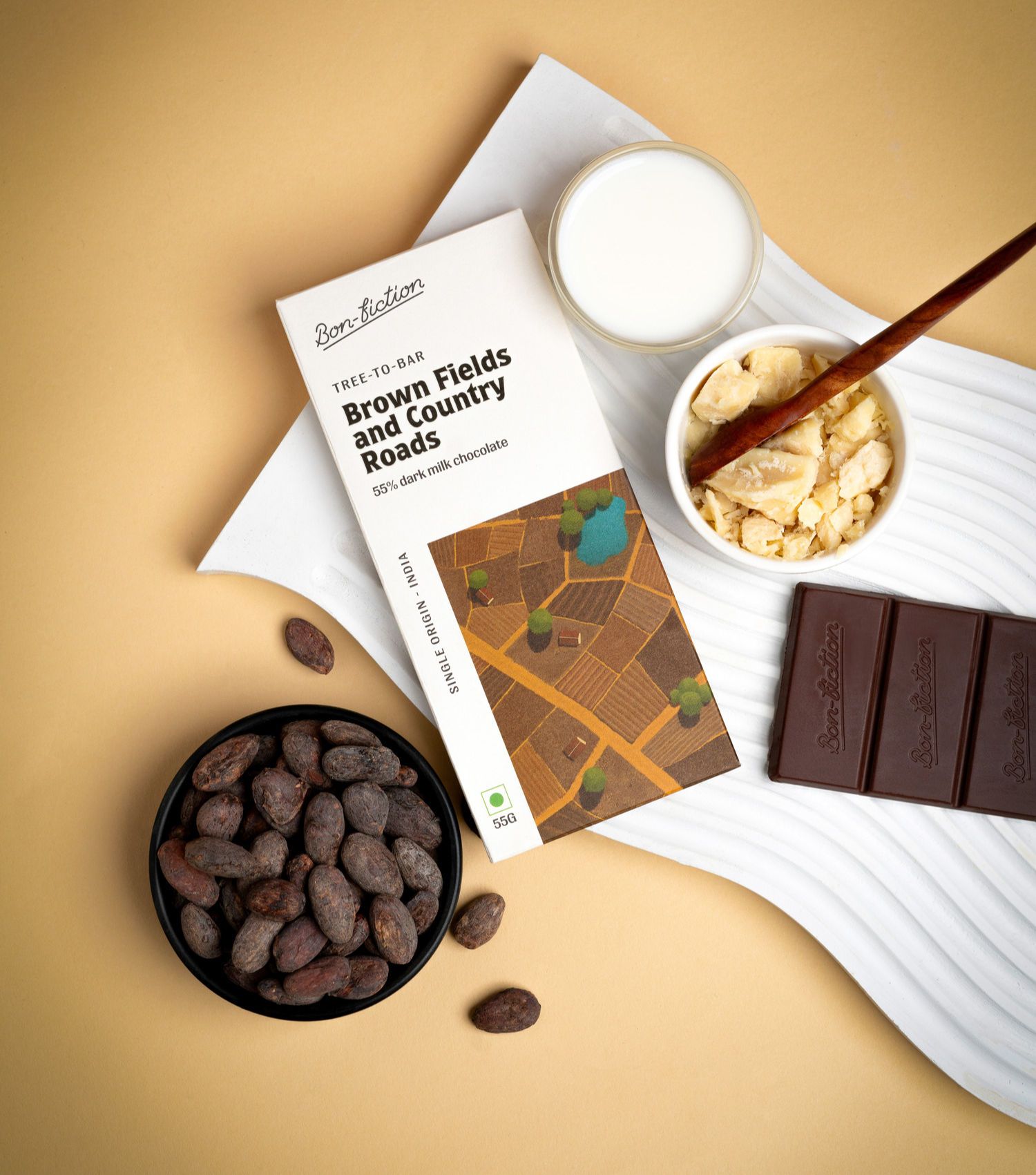 Bon Fiction Brown Fields And Country Roads - Dark Milk Chocolate, 55 gm