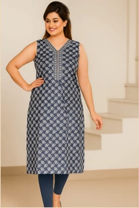 Midnight Bloom Printed MaternityKurti