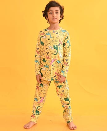 RAINING DINOSAUR LONG SLEEVES PYJAMA SET - YELLOW-0-6 MONTHS / 2N / YELLOW
