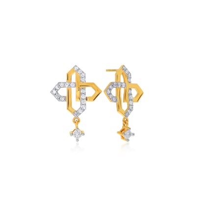 Senco Gold Luminosity of Fashion  Diamond Drop Earrings (2.3 gram / 0.22 Ct / HI-SI / 18K Yellow Gold)