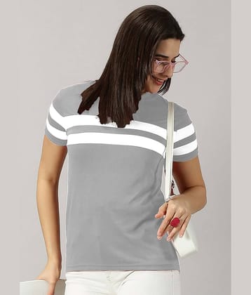 AUSK Women Cotton Blend Colorblock Regular Fit Round Neck T-Shirt ( Grey )