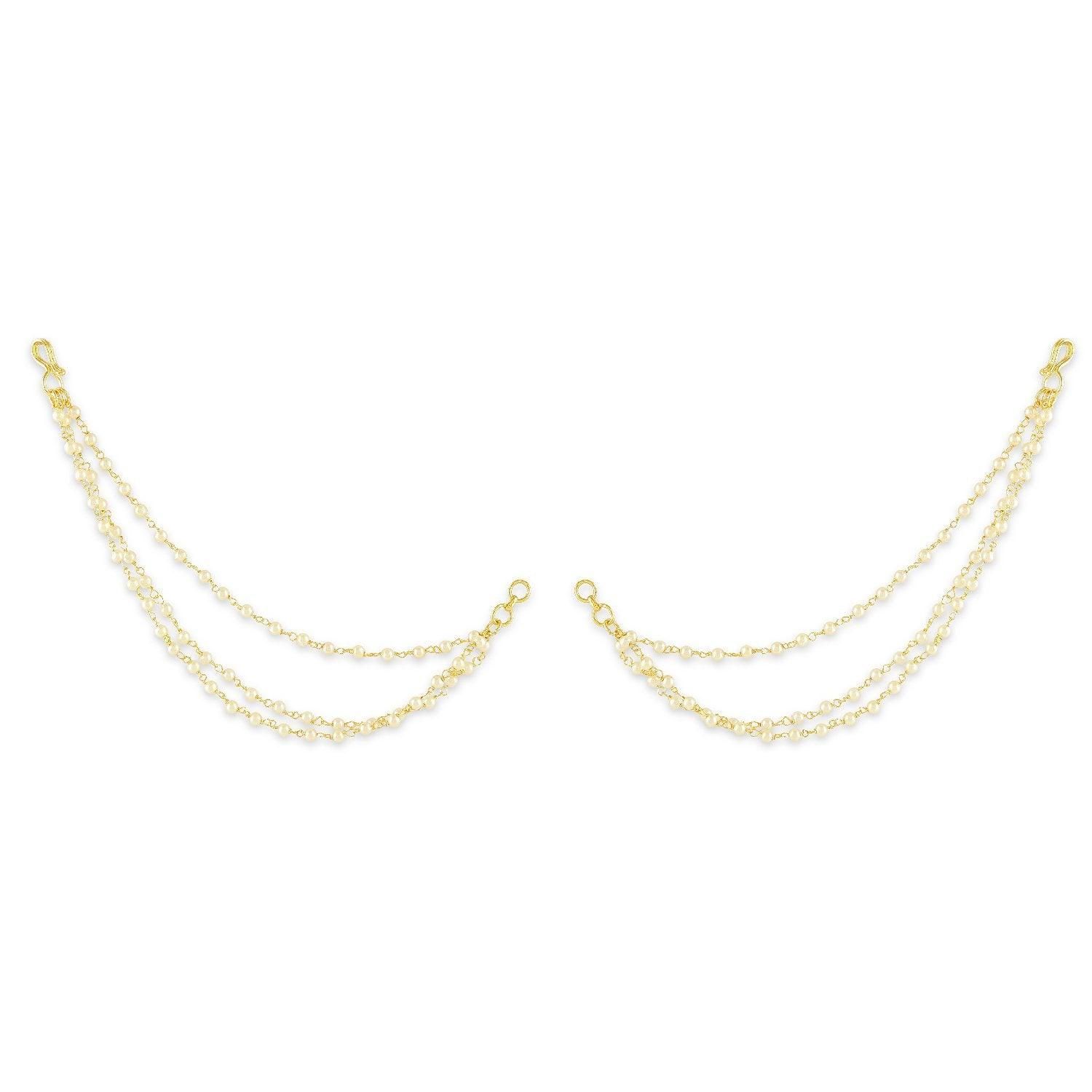 Gold-Plated Beaded Layered Ear Chains