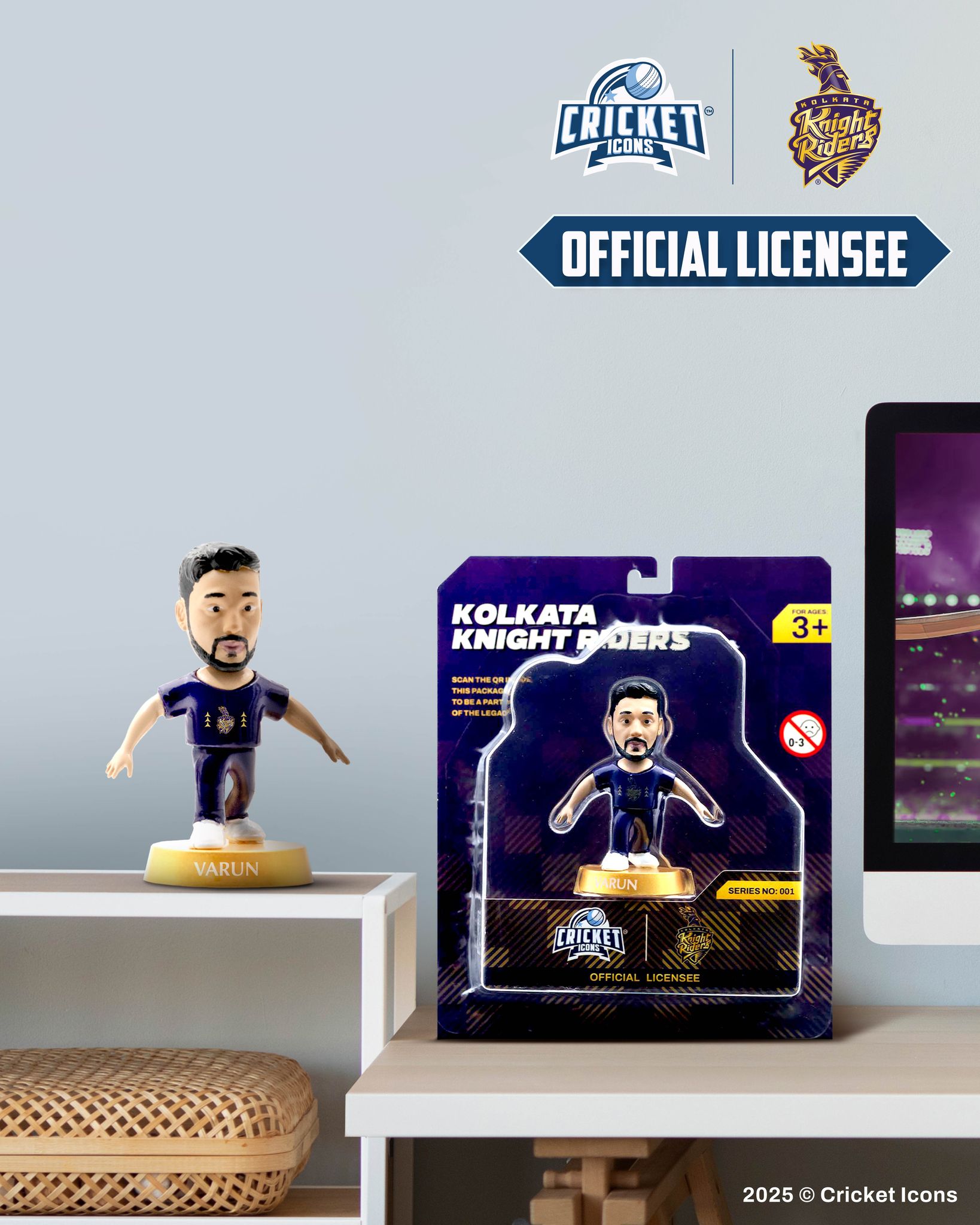 Chanak Cricket Icons Action Figure Varun Chakaravarthy Kolkata Knight Riders Collectible Miniature, IPL Edition 360° Rotatable Head, KKR Cricket Player for Fans & Kids, Gift & Collectors Pack of 1