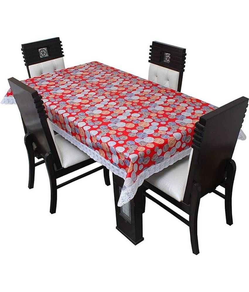 Printed PVC 6 Seater Rectangle Table Cover ( 228 x 152 ) cm Pack of 1 Pink