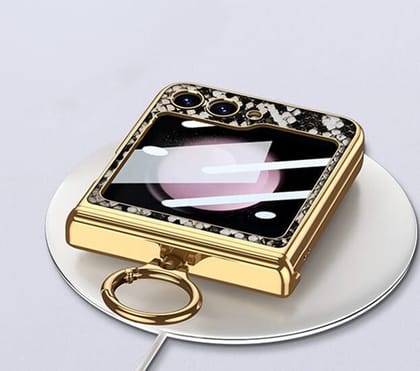 Gold Electroplated Python Leather Luxury Case-Samsung Galaxy Z Flip 6