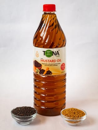 Tona Organic Cold Pressed Strong Mustard Oil (Bottle), 1 L