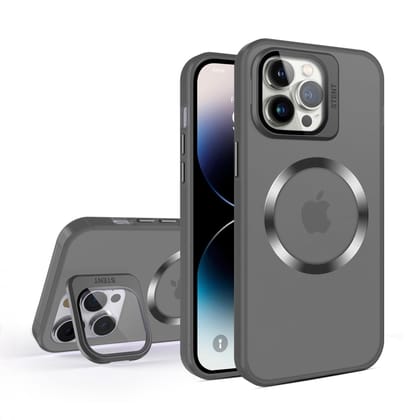 Vaku® Apple iPhone 14 Pro Rime Frosted Magnetic Magpro Translucent Camera Protector Case with Built-in Stash Stand Back Cover Vaku® Apple iPhone 14 Pro Rime Frosted Magnetic Magpro Translucent Camera Protector Case with Built-in Stash Stand Back Cover