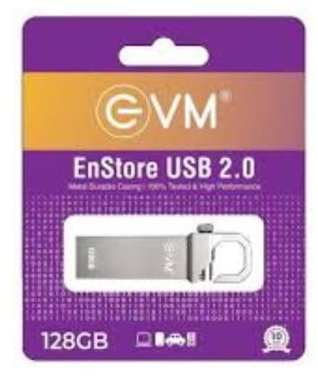 EVM EnStore 128GB Metal USB 2.0 Flash Drive - High Read Speeds up to 15MB/s & Write Speeds up to 8MB/s - Durable Metal Casing - Ideal for Data Transfer & Storage - (EVMPD/128GB)
