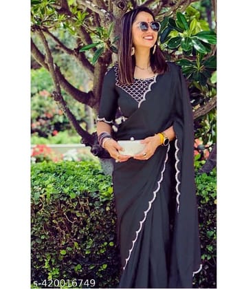 Shivadit ethnic Georgette Embellished Saree With Unstitched Blouse Piece ( Black )
