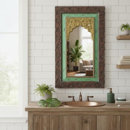Wood Framed Mirror Bathroom & Living Room
