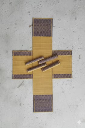 Sandhya Mat Unit Natural Madurkathi Grass Dining Table Mat And Runner Combo Sandhya Mat Unit Natural Madurkathi Grass Dining Table Mat And Runner Combo
