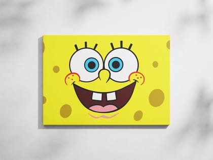 Furnishub SpongeBob SquarePants Full Screen Face | Vibrant Cartoon Art Print | Wall Decor for Fans of the Beloved Animated Character
