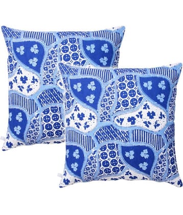 Zubix Blue Cotton Cushion Covers - Set Of 2