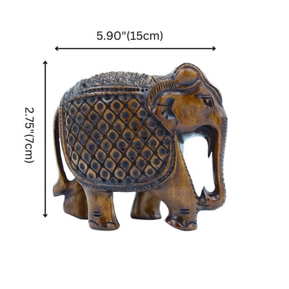 Wooden Elephant Statue - Dark Brown