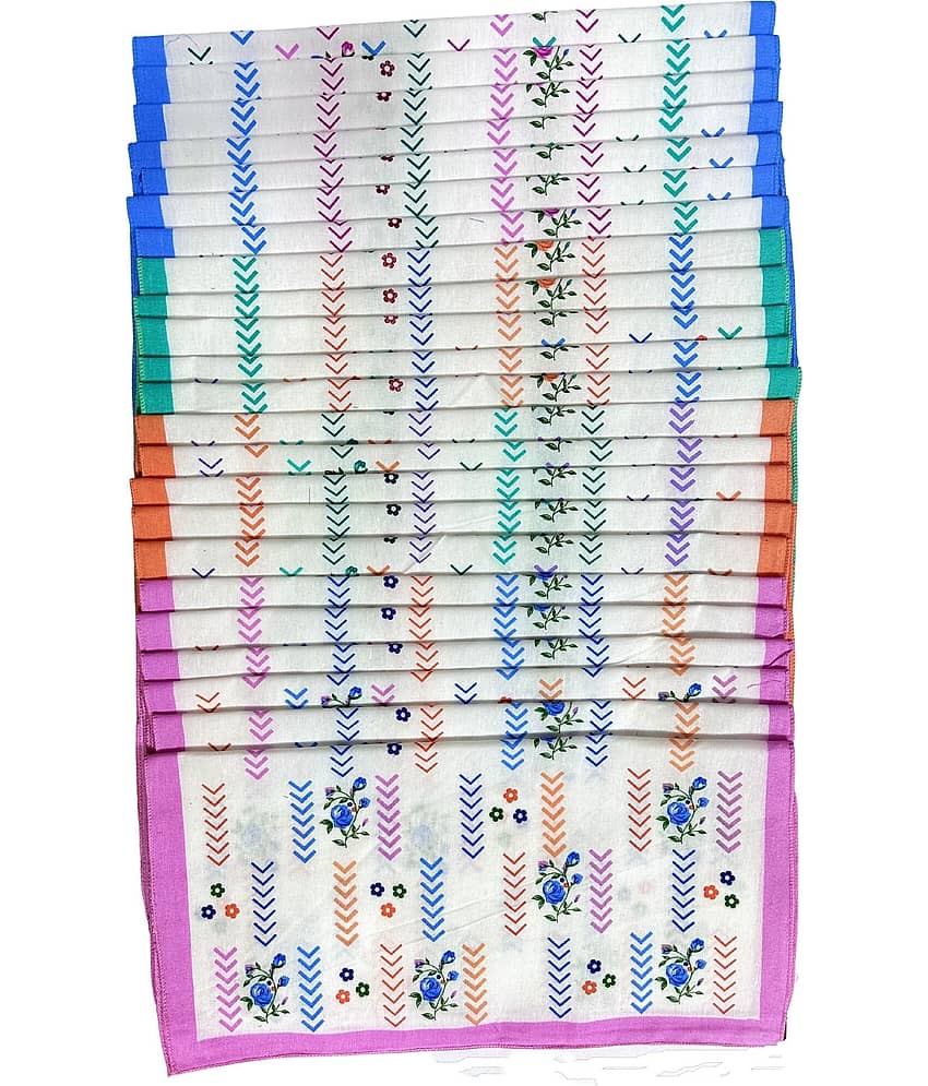 Royal Mart Premium Cotton Handkerchiefs – 13*13 Colorful Prints for Women/Girls (Pack of 24, Multicolor. Designs Will Vary as per Availability